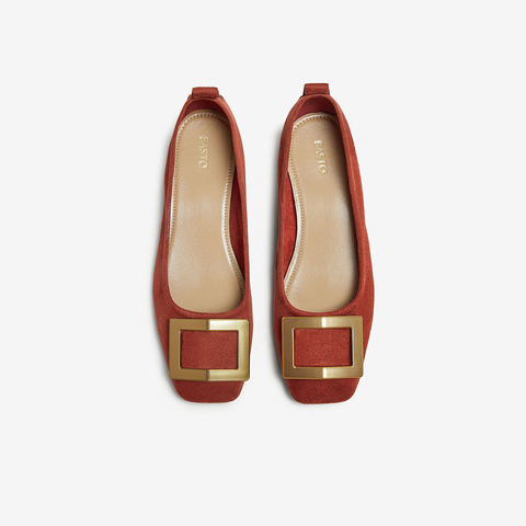 百思图2026春季新款时尚潮流通勤方头粗跟浅口女单鞋B0016AQ6