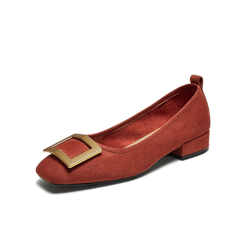 百思图2026春季新款时尚潮流通勤方头粗跟浅口女单鞋B0016AQ6