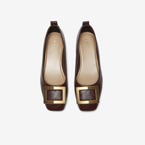 百思图2026春季新款时尚潮流通勤方头粗跟浅口女单鞋B0016AQ6