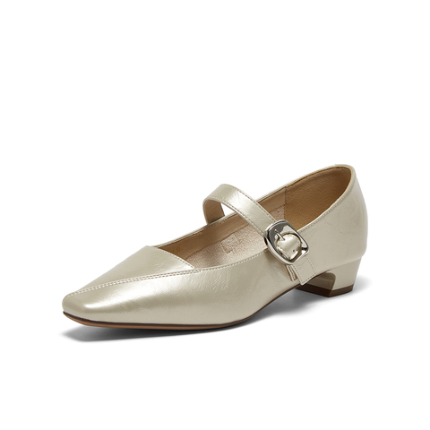 百思图2026春季新款玛丽珍鞋简约复古方头粗跟女单鞋F3516AQ6