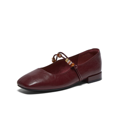 百思图2026春季新款玛丽珍鞋简约复古粗跟方头女单鞋F0516AQ6