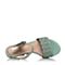 BATA/拔佳夏季专柜同款绿色时尚镂花坡跟小牛皮女凉鞋AYF18BL5