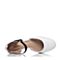 Bata/拔佳夏季专柜同款白色圆头粗跟牛皮玛丽珍女凉鞋AX208BK7