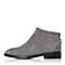 Bata/拔佳冬专柜同款灰色圆头方跟羊绒皮及踝靴女短靴828-1DD7