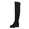 Bata/拔佳冬专柜同款黑色圆头粗跟弹力绒布过膝靴女长靴7-D23DC7