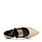 Bata/拔佳2018春专柜同款米色优雅尖头OL通勤羊皮玛丽珍女凉鞋AI334AK8