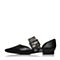 Bata/拔佳2018春专柜同款黑色优雅尖头OL通勤羊皮玛丽珍女凉鞋AI334AK8