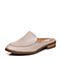 Bata/拔佳2018春专柜同款米色圆头方跟羊皮穆勒鞋女拖鞋AQ207AT8