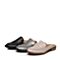 Bata/拔佳2018春专柜同款米色圆头方跟羊皮穆勒鞋女拖鞋AQ207AT8