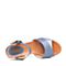 Bata/拔佳2018夏新品专柜同款兰色木纹坡跟优雅上班羊皮女凉鞋APJ08BL8
