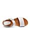 Bata/拔佳2018夏新专柜同款米白色简约休闲坡跟胎牛皮革女凉鞋AES03BL8
