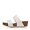 Bata/拔佳2018夏新专柜同款白色简约休闲坡跟牛皮革女凉拖鞋AES05BT8