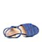 Bata/拔佳2018夏新品专柜同款深兰坡跟麻边褶皱羊绒皮革女凉鞋AEH03BL8