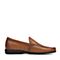 Bata/拔佳2018夏新专柜同款棕色圆头平跟套脚牛皮革乐福鞋男单鞋1-170BM8