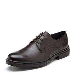 Bata/拔佳2018秋新款专柜同款啡色牛皮革方跟商务正装男单鞋A4Y61CM8