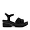 Bata/拔佳2018夏新黑色时尚休闲坡跟高跟一字式扣带女凉鞋87-2BBL8