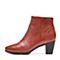 Bata拔佳冬新款专柜同款棕色油皮绵羊皮革粗高跟女皮靴短靴ABA46DD8