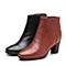 Bata拔佳冬新款专柜同款棕色油皮绵羊皮革粗高跟女皮靴短靴ABA46DD8