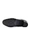 Bata/拔佳2018冬新款专柜同款黑色油皮小牛皮革粗高跟女皮靴短靴马丁靴ABJ42DD8