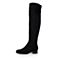 Bata/拔佳2018冬新款专柜同款羊绒皮革黑色女高靴AFG90DC8