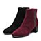 Bata/拔佳2018冬新款专柜同款黑色羊绒皮革/PU粗中跟通勤女短靴AFB42DD8