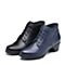 Bata/拔佳2018冬新款专柜同款黑色羊皮革棱格女皮靴及踝靴AV472DD8