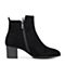 Bata/拔佳2018冬新款专柜同款黑色羊绒皮革女短靴绒里NBK02DD8