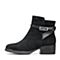 Bata拔佳冬新款专柜同款黑色羊绒皮革粗中跟女靴短靴XBN03DD8
