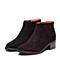 Bata/拔佳2018冬新款专柜同款黑色羊绒皮革粗中跟女皮靴及踝靴RBV03DD8