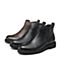Bata/拔佳2018冬新款专柜同款黑色牛皮革圆头方跟男短靴YM007DD8