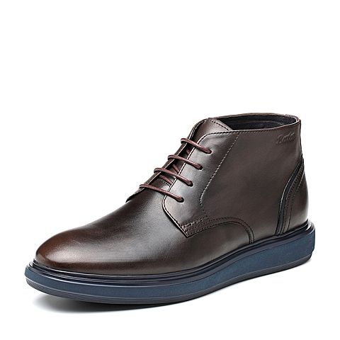 Bata拔佳冬新款专柜同款啡色牛皮革商务男低靴皮靴YM006DD8