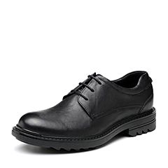 Bata/拔佳2018冬新款专柜同款黑色牛皮革休闲商务男皮鞋YM003DM8