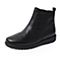 Bata/拔佳2018冬新款专柜同款黑色羊皮革坡跟及踝靴女短靴AV547DD8加绒