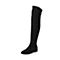 Bata/拔佳2018冬新款黑色弹力绒布方跟女靴特长靴TSY29DC8