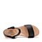 Bata/拔佳夏新款专柜同款羊皮革一字带坡跟女凉鞋AES01BL9