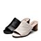 Bata/拔佳夏新款专柜同款羊皮革优雅粗高跟女凉拖鞋19611BT9