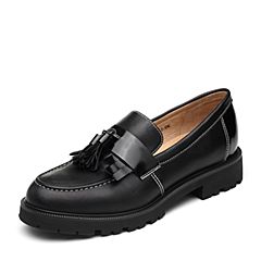 Bata2019秋季新款专柜同款英伦复古流苏厚底乐福鞋女单鞋AHJ22CM9