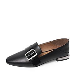 Bata/拔佳2019秋季新款优雅时尚潮一脚蹬平底乐福女单鞋1181DCM9