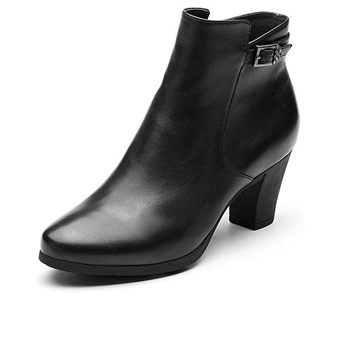Bata/拔佳冬新短靴简约通勤高跟短靴舒适英伦风女靴ABA70DD9