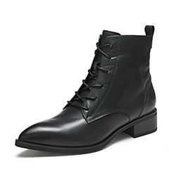 Bata/拔佳2019冬季新款专柜同款真皮短筒时尚马丁靴女潮AIS45DD9