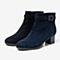 Bata/拔佳冬新款专柜同款皮带扣羊绒纯色中跟短靴女66239DD9