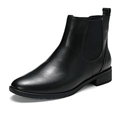 Bata/拔佳2019冬专柜同款英伦风复古牛皮革切尔西短靴女16022DD9