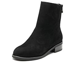 Bata/拔佳2019冬专柜同款英伦绒面羊皮革中筒粗跟短靴女9072DDZ9