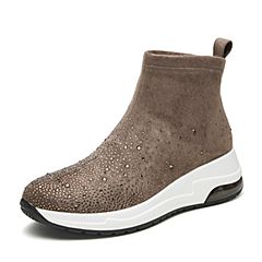 Bata/拔佳2019冬专柜同款休闲厚底弹力袜靴休闲靴女短靴65811DD9