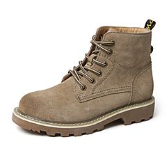 Bata/拔佳2019冬新款英伦牛皮革擦色高帮马丁靴粗跟女潮91811DD9