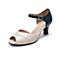 Bata2020夏专柜同款仙女通勤鱼嘴羊皮革高跟女一字带凉鞋ABS01BL0
