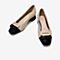Bata2020春新专柜同款小香风通勤牛羊皮革拼接粗跟女单鞋AFJ02AQ0