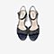 Bata仙女一字带鞋2020夏商场同款真羊皮中高粗跟镂空凉鞋7065DBL0
