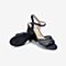 Bata仙女一字带鞋2020夏商场同款真羊皮中高粗跟镂空凉鞋7065DBL0