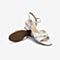 Bata2020夏专柜同款仙女风一字带真羊皮中高粗跟时装凉鞋7061DBL0
